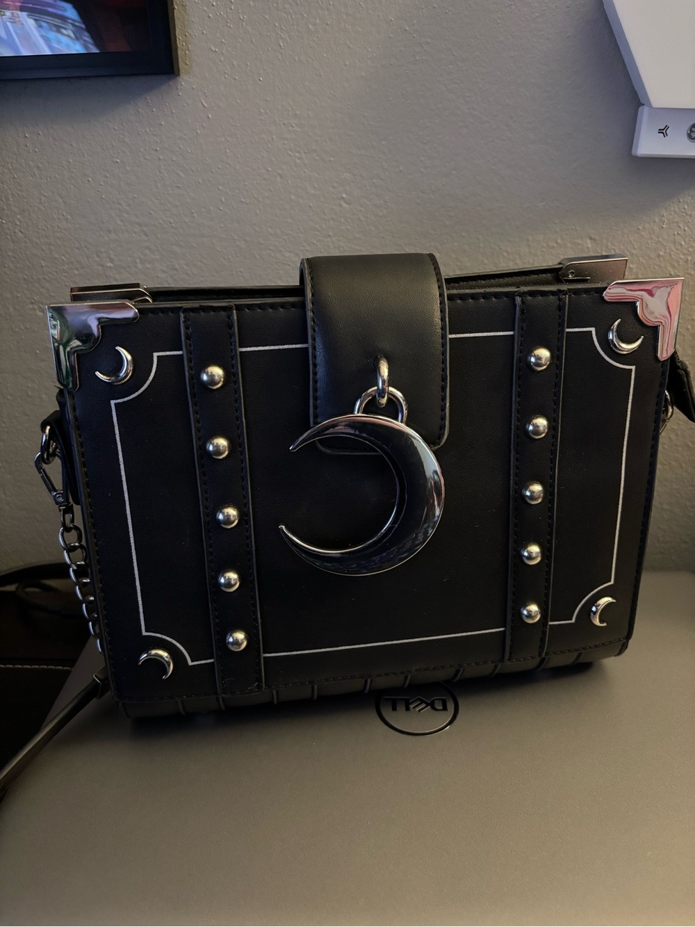 Killstar Myth Black Crescent Moon Tome Crossbody Bag